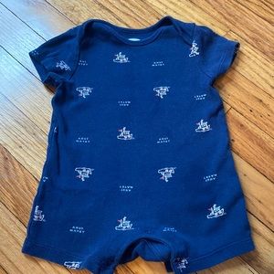 Ahoy Matey! Blue nautical short sleeve baby onesie romper